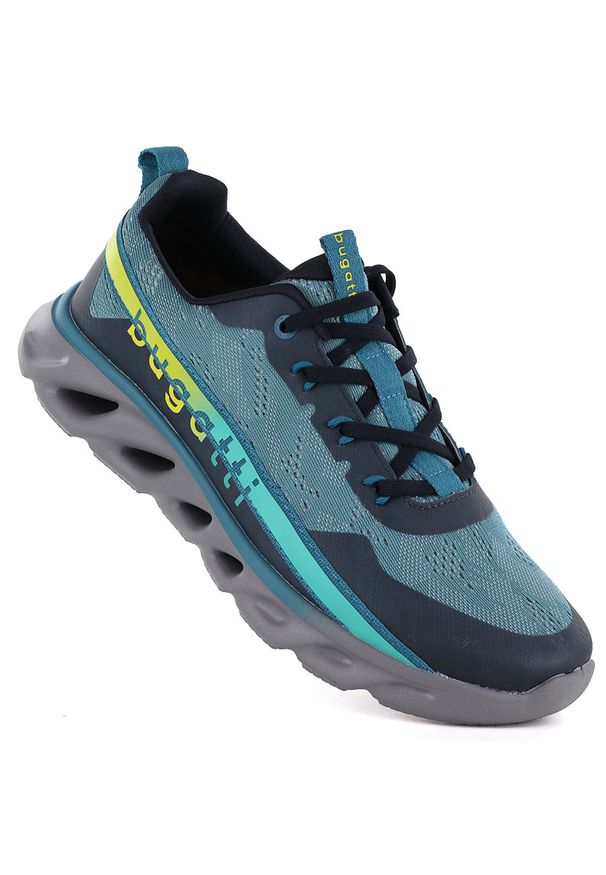 Półbuty sportowe męskie niebieskie Bugatti TT153193. Kolor: niebieski. Materiał: tkanina