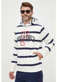Polo Ralph Lauren bluza męska kolor biały z kapturem wzorzysta. Typ kołnierza: kaptur, polo. Kolor: biały. Materiał: dzianina. Wzór: nadruk #1