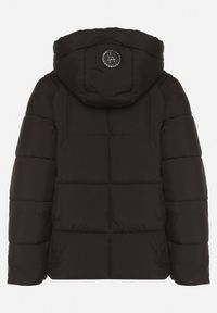 Born2be - Czarna Oversizowa Kurtka z Pikowanymi Przeszyciami i Kapturem Galimea. Okazja: na co dzień. Kolor: czarny. Materiał: poliester, jeans. Wzór: aplikacja. Styl: klasyczny, casual #7