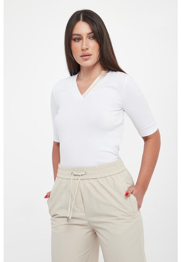 PESERICO - T-shirt damski prążkowany PESRICO. Materiał: prążkowany