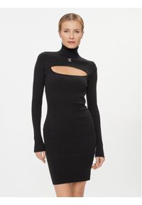 Calvin Klein Jeans Sukienka dzianinowa 2 In 1 Tight Ls Sweater Dress J20J222515 Czarny Slim Fit. Kolor: czarny. Materiał: bawełna #1