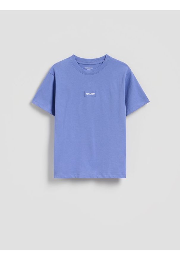 Reserved - Bawełniany t-shirt - fioletowy. Kolor: fioletowy. Materiał: bawełna