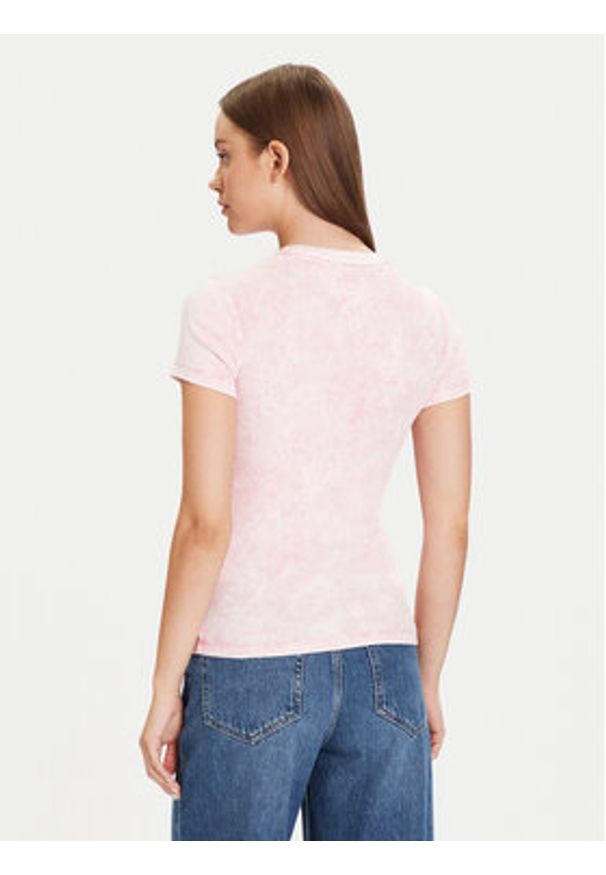 Tommy Jeans T-Shirt DW0DW21531 Różowy Slim Fit. Kolor: różowy. Materiał: bawełna