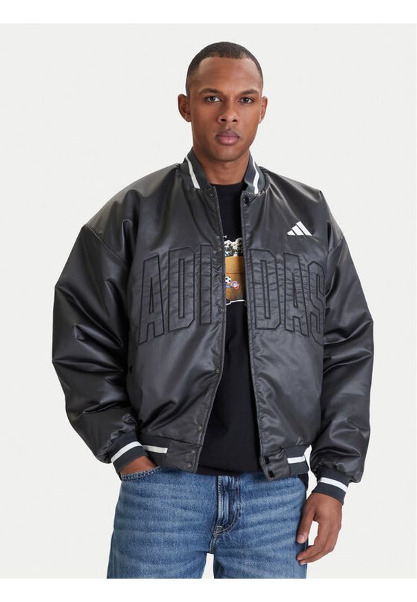 Adidas - adidas Kurtka bomber Stadium JZ6913 Szary Loose Fit. Kolor: szary. Materiał: syntetyk