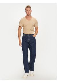 Tommy Jeans T-Shirt Jaspe DM0DM09587 Beżowy Slim Fit. Kolor: beżowy. Materiał: bawełna, syntetyk