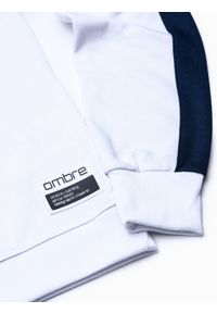 Ombre Clothing - Bluza męska bez kaptura - biała B1081 - XXL. Typ kołnierza: bez kaptura. Kolor: biały. Materiał: bawełna, poliester. Wzór: aplikacja #5