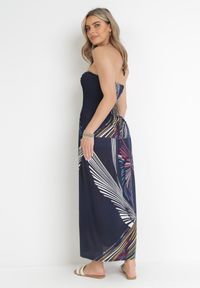 Born2be - Granatowa Rozkloszowana Sukienka Maxi Wiązana na Szyi ze Ściągaczem Kytha. Kolor: niebieski. Długość rękawa: bez ramiączek. Długość: maxi #5