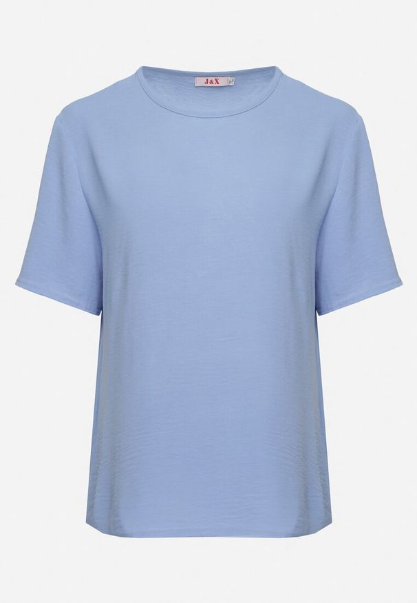 Born2be - Niebieska Klasyczna Bluzka z Krótkim Rękawem Nilbia. Okazja: na co dzień, na spotkanie biznesowe, do pracy. Kolekcja: plus size. Kolor: niebieski. Materiał: jeans. Długość rękawa: krótki rękaw. Długość: krótkie. Styl: klasyczny
