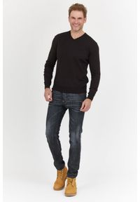 La Martina - LA MARTINA Czarny sweter męski z wełną w serek, Rozmiar 3XL. Typ kołnierza: dekolt w serek. Kolor: czarny. Materiał: wełna #3