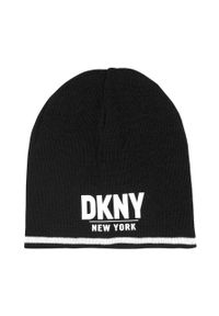 DKNY - Dkny czapka dziecięca kolor czarny z cienkiej dzianiny. Kolor: czarny. Materiał: dzianina #1