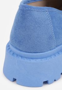 Renee - Niebieskie Mokasyny z Aplikacją z Biżuteryjnych Koralików Viatalia. Okazja: na co dzień, do pracy. Kolor: niebieski. Materiał: bawełna. Wzór: aplikacja. Styl: casual, klasyczny #3