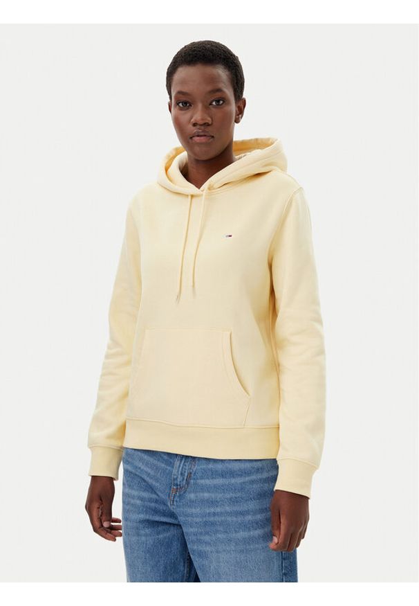 Tommy Jeans Bluza Flag DW0DW19958 Beżowy Regular Fit. Kolor: beżowy. Materiał: bawełna