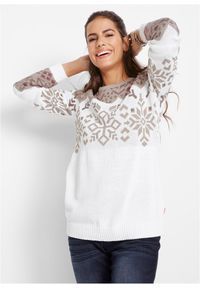 bonprix - Sweter w norweski wzór. Kolor: biały #1