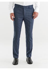 Pako Lorente - PAKO LORENTE – Granatowe spodnie garniturowe w pepitkę. Kolor: niebieski. Materiał: poliester, elastan, wiskoza #4