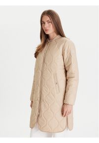 JOOP! Płaszcz zimowy Carla 10018874 30047609 Beżowy Regular Fit. Kolor: beżowy. Materiał: syntetyk. Sezon: zima