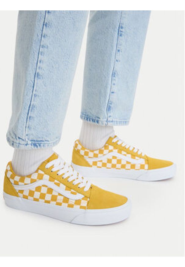 Vans Tenisówki Old Skool Checkerboard VN000DB3ZX71 Żółty. Kolor: żółty. Materiał: materiał