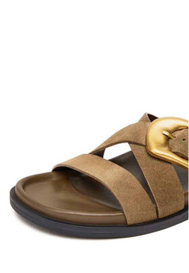 Gino Rossi Klapki MOIRA-E252765LM Khaki. Kolor: brązowy. Materiał: zamsz, skóra