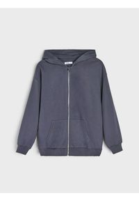 Sinsay - Bluza z kapturem zapinana na zamek - szary. Typ kołnierza: kaptur. Kolor: szary #1