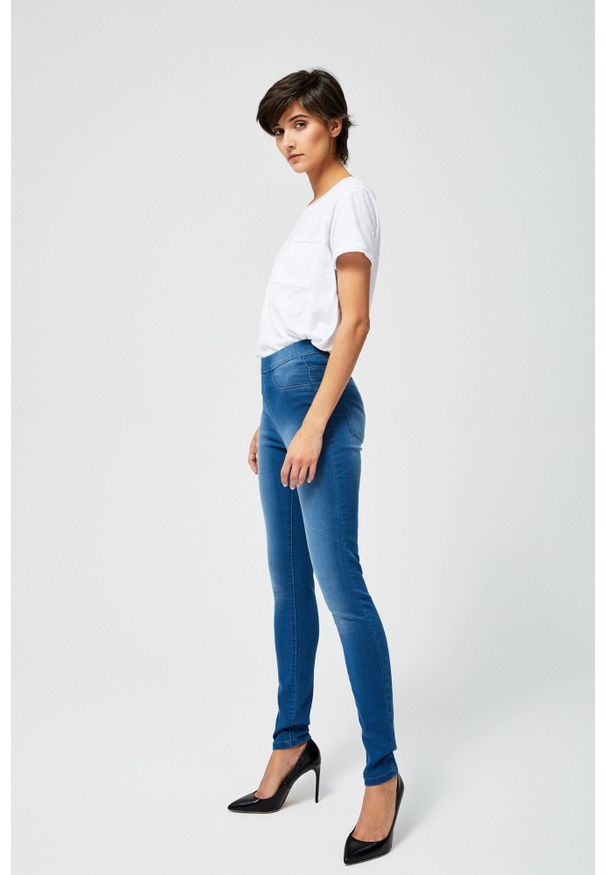 MOODO - Niebieskie jegginsy. Kolor: niebieski. Materiał: jeans, elastan, poliester, bawełna. Długość: długie. Wzór: gładki