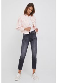 Sisley kurtka jeansowa damska kolor różowy przejściowa. Okazja: na co dzień. Kolor: różowy. Materiał: jeans. Styl: casual #2