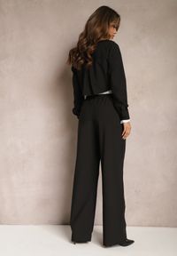 Renee - Czarny Komplet Utility z Krótką Koszulą i Szerokimi Spodniami z Gumką w Talii Ondina. Kolor: czarny #3