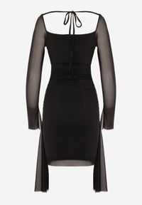 Born2be - Czarna Siateczkowa Sukienka VICES o Dopasowanym Kroju z Wiązaniem Arieslenne. Kolor: czarny. Typ sukienki: oversize #4