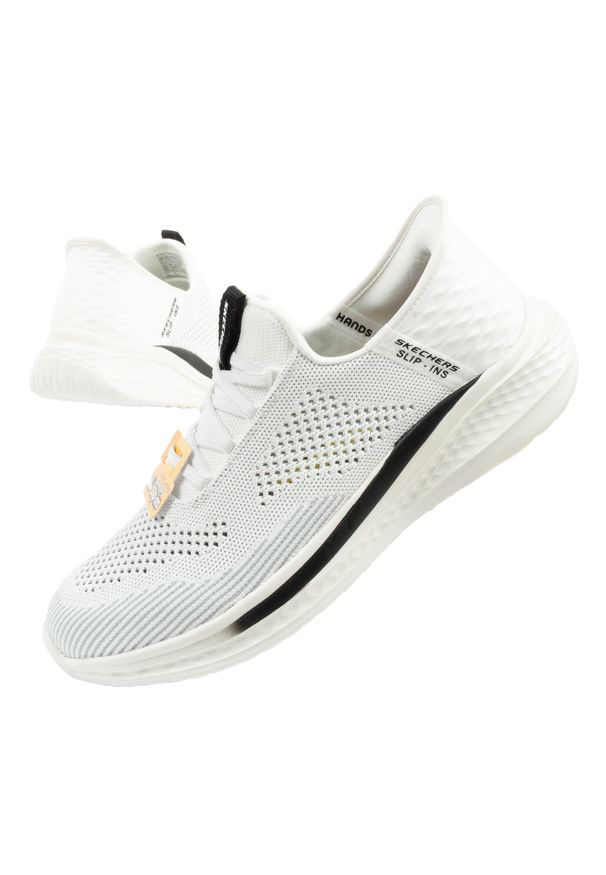 skechers - Buty sportowe SLIP-INS męskie Skechers Slade Quinto. Kolor: biały. Materiał: materiał. Szerokość cholewki: normalna