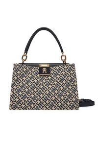 TOMMY HILFIGER - Tommy Hilfiger Torebka Th Her Med Satchel Jacqu AW0AW18639 Granatowy. Kolor: niebieski. Materiał: skórzane #3