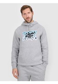 4f - 4F Bluza dresowa nierozpinana z kapturem męska - szara XL. Okazja: na co dzień. Typ kołnierza: kaptur. Kolor: szary. Materiał: dresówka. Styl: casual, klasyczny #1