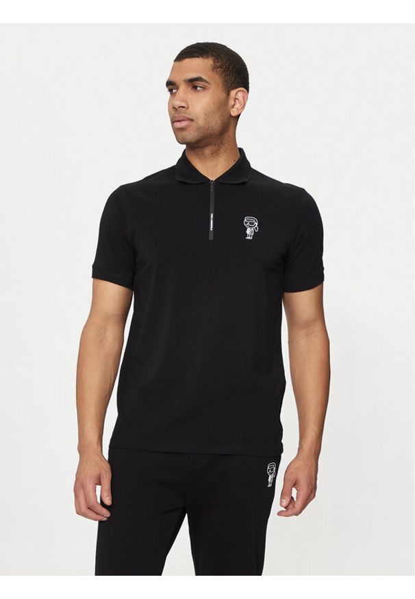 Karl Lagerfeld - KARL LAGERFELD Polo 745400 543221 Czarny Regular Fit. Typ kołnierza: polo. Kolor: czarny. Materiał: bawełna