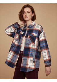 Sinsay - Kurtka koszulowa w kratę - niebieski. Kolor: niebieski #1