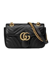 Gucci - GUCCI Skórzana torebka Marmont. Kolor: czarny. Wzór: jodełka. Materiał: skórzane. Rodzaj torebki: na ramię #8