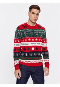 Only & Sons Sweter 22027280 Kolorowy Regular Fit. Kolor: czerwony. Materiał: bawełna. Wzór: kolorowy #1