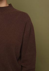 Born2be - Brązowy Sweter z Wełną i Wiskozą o Prostym Fasonie z Półgolfem Giolera. Okazja: na spotkanie biznesowe, do pracy, na co dzień. Kolor: brązowy. Materiał: wełna, wiskoza. Długość rękawa: długi rękaw. Długość: długie. Styl: biznesowy, casual, elegancki #5