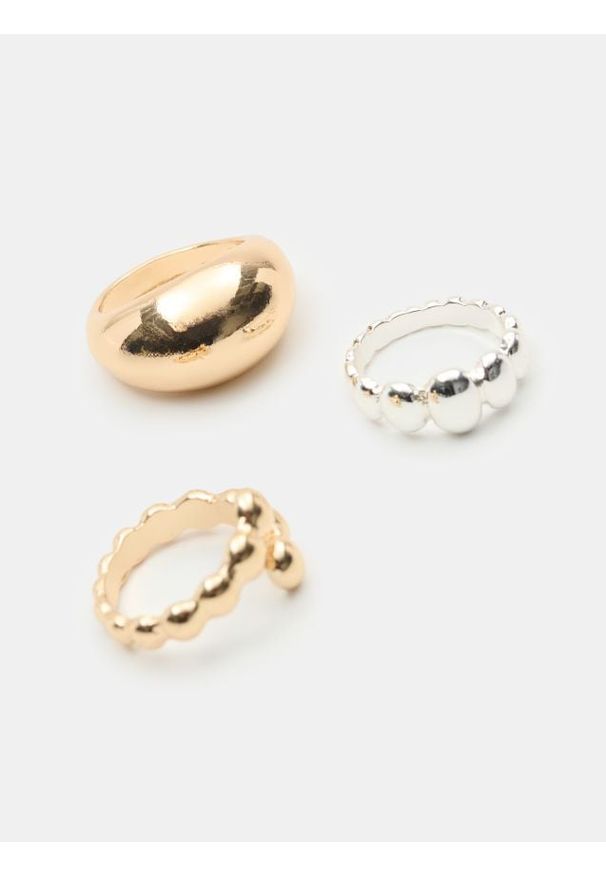 Sinsay - Pierścionki z błyszczącym wykończeniem 3 pack - wielobarwny
