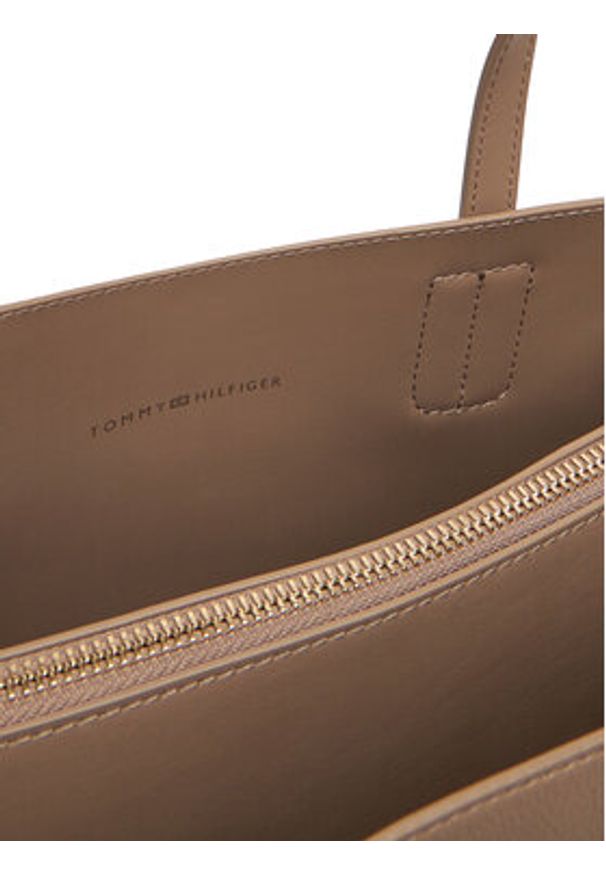 TOMMY HILFIGER - Tommy Hilfiger Torebka Th Distinct Satchel AW0AW17463 Beżowy. Kolor: beżowy. Materiał: skórzane