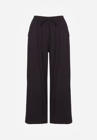 Renee - Czarne Spodnie z Bawełny Typu Palazzo z Gumką w Talii Fieana. Okazja: na spacer, na spotkanie biznesowe, do pracy. Kolor: czarny. Materiał: bawełna. Styl: biznesowy #5