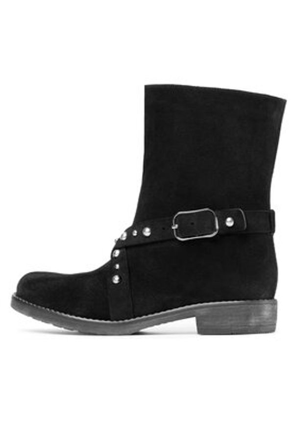 QUAZI Botki QZ-60-05-000962 Czarny. Kolor: czarny. Materiał: skóra, zamsz