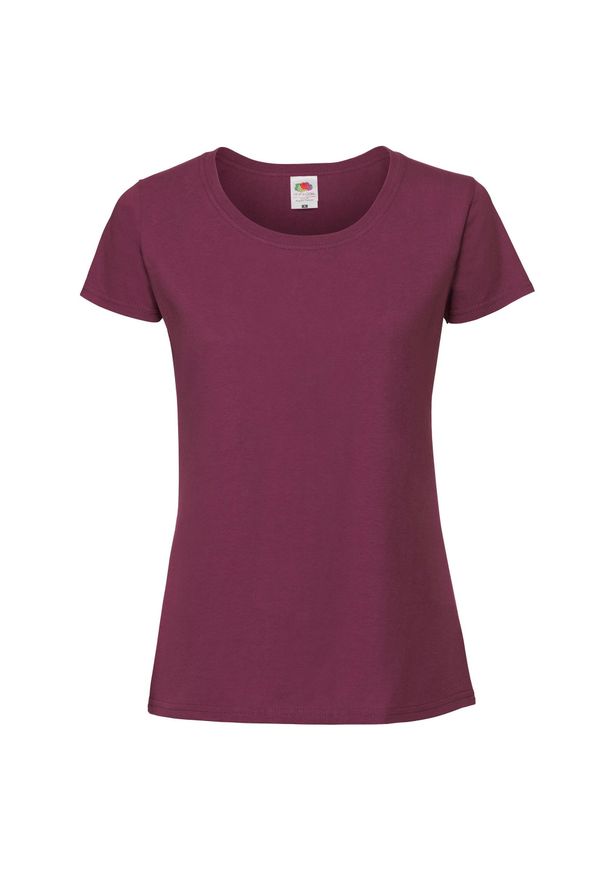 FRUIT OF THE LOOM - Koszulka Damska Iconic 195 Premium Ringspun Cotton T-shirt. Kolor: czerwony, brązowy, wielokolorowy. Sport: turystyka piesza