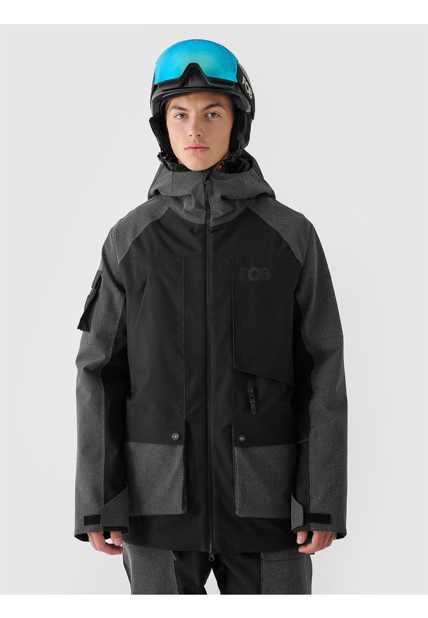 4f - 4F Kurtka snowboardowa membrana 10000 męska - czarna XXL. Okazja: na co dzień. Typ kołnierza: kaptur. Kolor: czarny. Materiał: tkanina, poliester, dzianina, materiał. Wzór: gładki. Sezon: zima. Styl: casual, klasyczny, sportowy