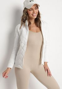 Born2be - Biała Kurtka z Odpinanym Kapturem Pikowana Ariobia. Kolor: biały #6