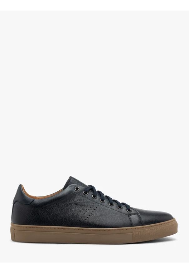Ryłko - Granatowe buty typu trampki. Kolor: niebieski. Materiał: skóra. Styl: street, sportowy