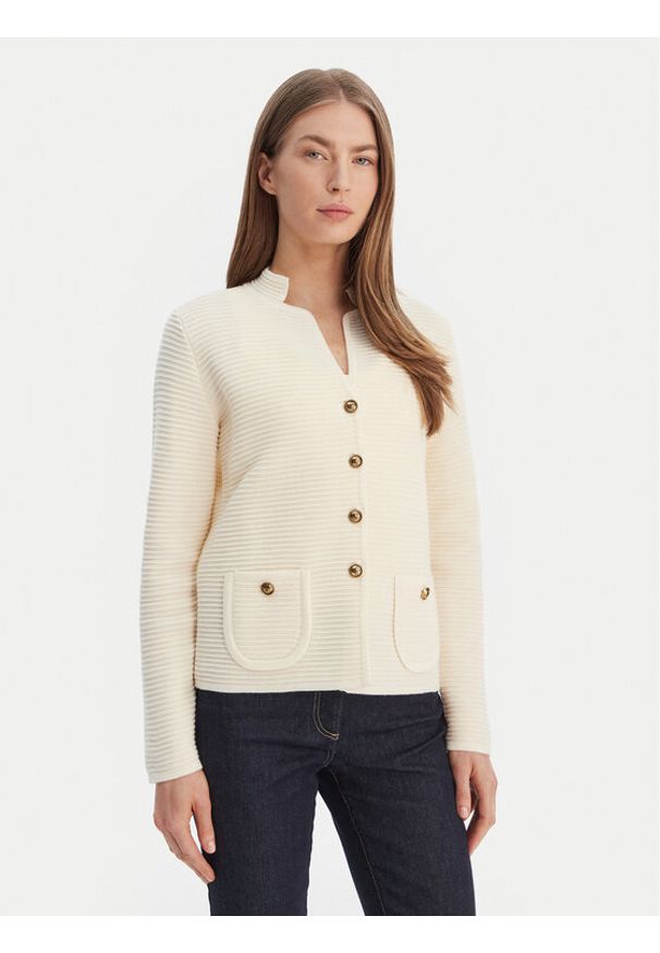 Luisa Spagnoli Kardigan Maranta 100360 Écru Regular Fit. Kolor: kremowy. Materiał: wełna