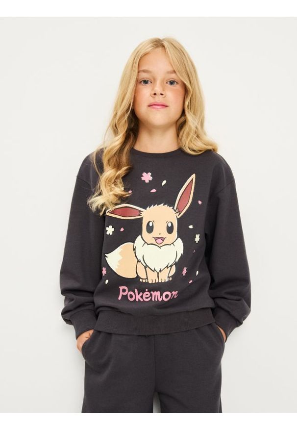 Sinsay - Bawełniana bluza crewneck ze wzorem Pokemon 2 pack - szary. Kolor: szary. Materiał: bawełna