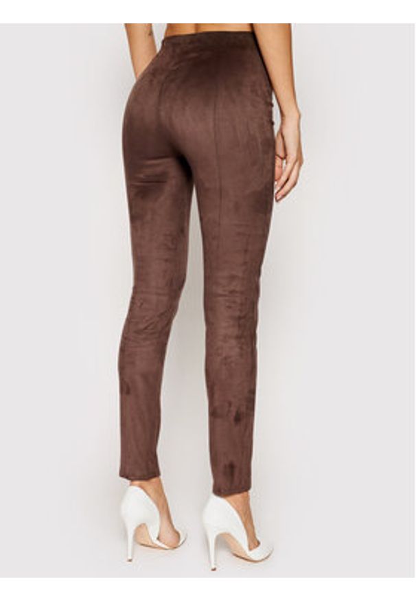 Guess Legginsy Maya W1YB90 WE0L0 Brązowy Slim Fit. Kolor: brązowy. Materiał: syntetyk