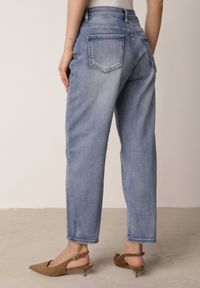 Born2be - Niebieskie Klasyczne Jeansy Mom Fit z Wysokim Stanem z Bawełny Charvielle. Okazja: na co dzień. Stan: podwyższony. Kolekcja: plus size. Kolor: niebieski. Długość: krótkie. Styl: klasyczny #5