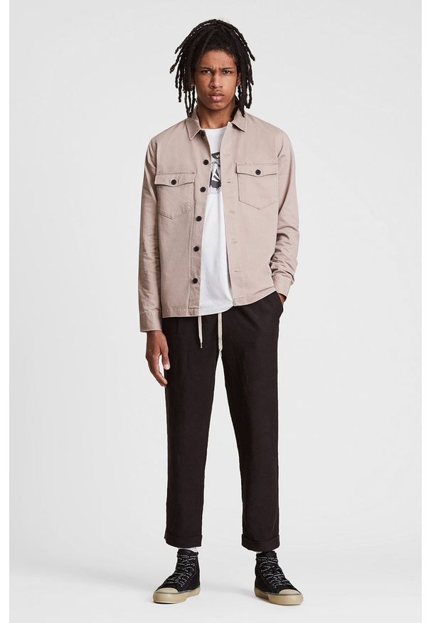 AllSaints Kurtka męska kolor szary przejściowa. Okazja: na co dzień. Kolor: szary. Styl: casual