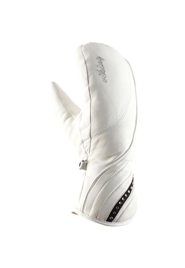 Rękawice narciarskie damskie Viking Diamante Mitten Swarovski, skórzane. Kolor: biały. Materiał: skóra. Sezon: zima. Sport: narciarstwo