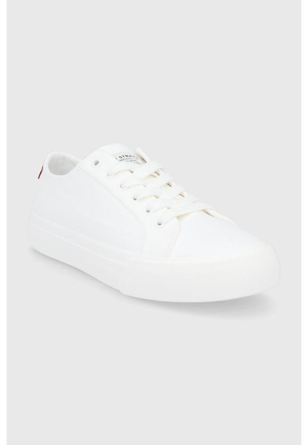 Levi's® - Levi's tenisówki damskie kolor biały. Okazja: na spotkanie biznesowe. Nosek buta: okrągły. Zapięcie: sznurówki. Kolor: biały. Materiał: guma. Styl: biznesowy