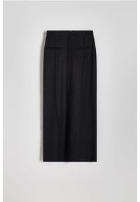 Reserved - Spódnica midi - czarny. Kolor: czarny. Materiał: tkanina, len. Wzór: gładki #1